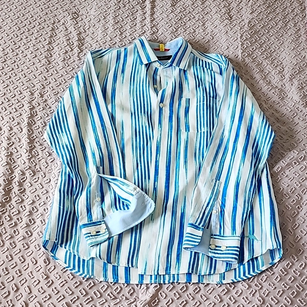 Tommy Bahama linen long sleeve shirt. Dry cleaned